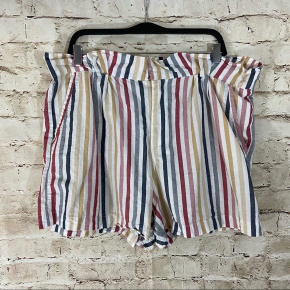 Forever 21 Pants - Forever21 linen striped paper bag shorts size 2X